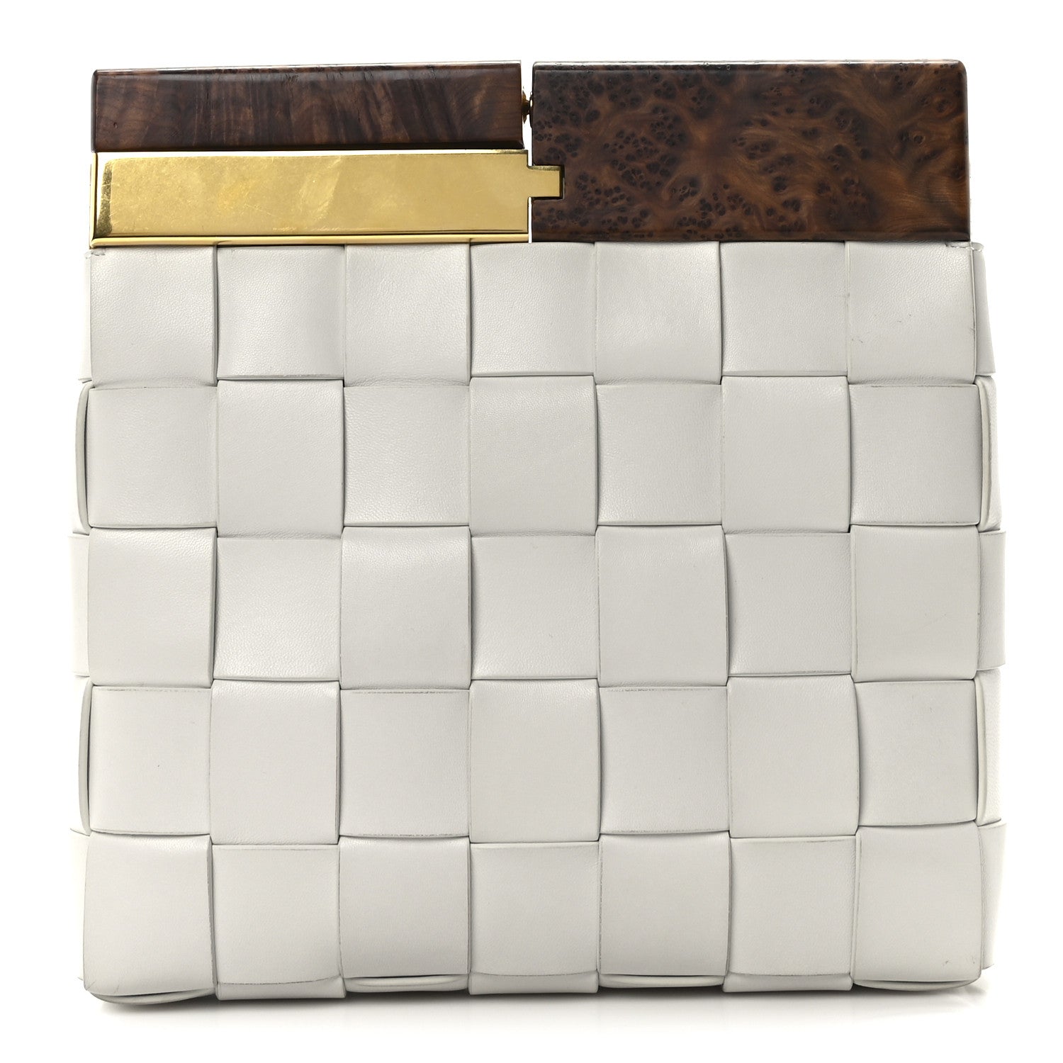 Nappa Intrecciato The Snap Clutch White