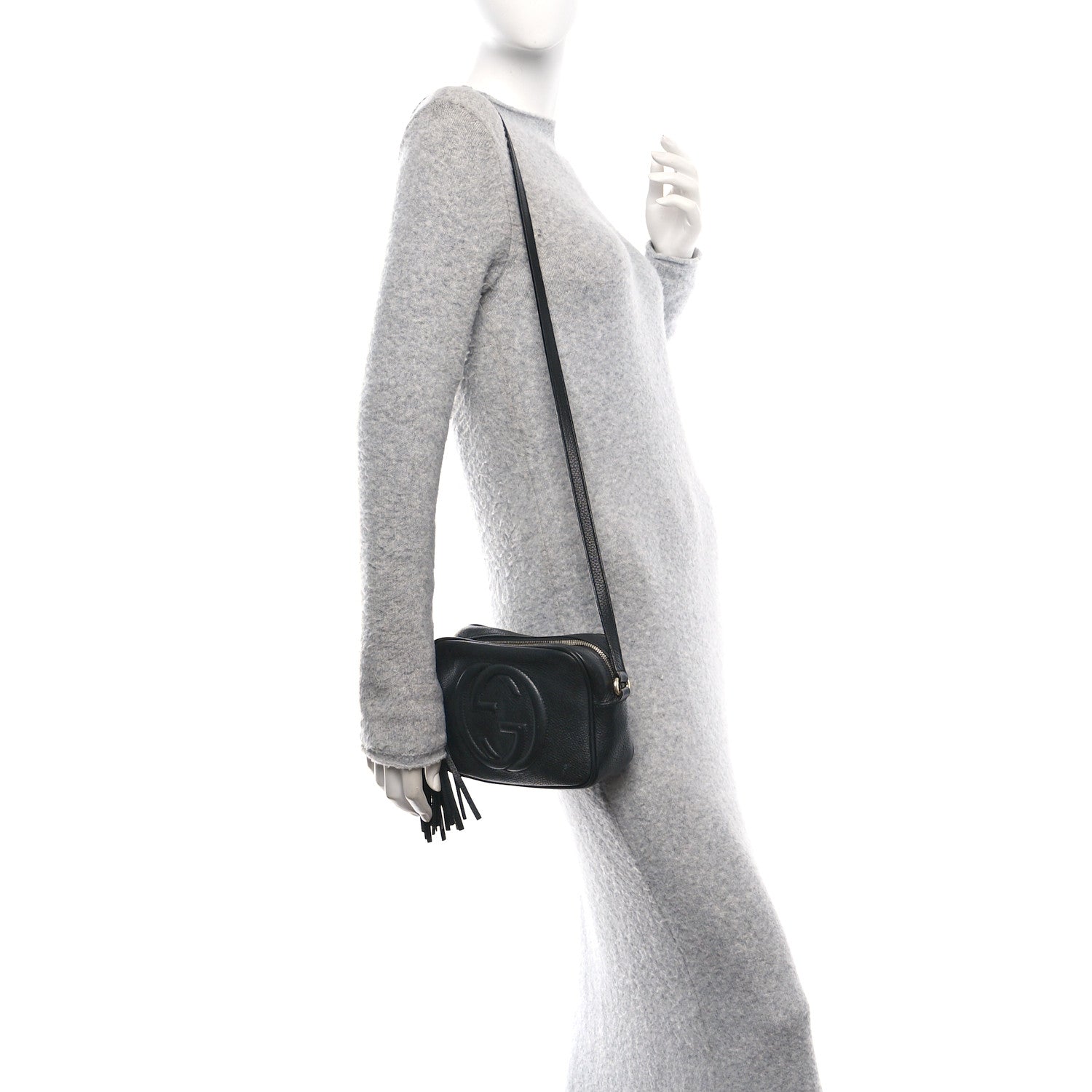Pebbled Calfskin Small Soho Disco Bag Black