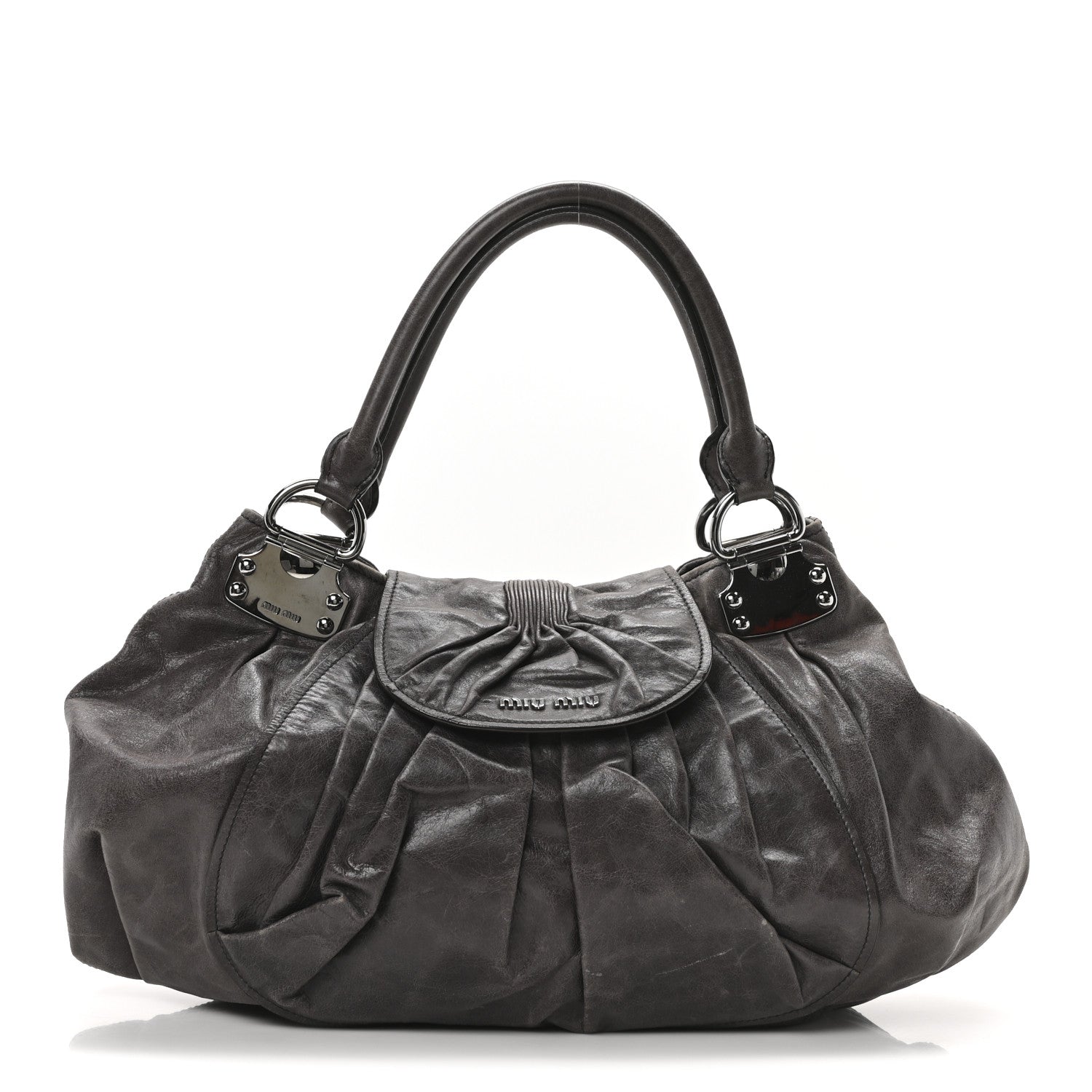 Vitello Pleated Hobo Grey