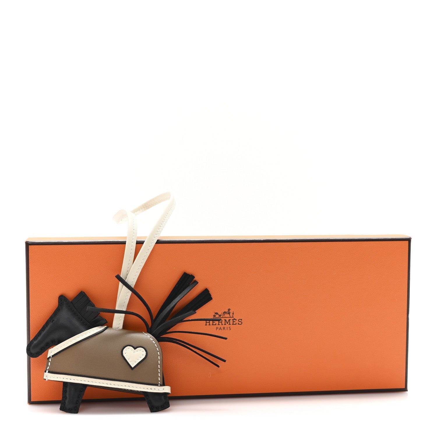 Milo Lambskin Grigri Rodeo Robeo Coeur Bag Charm PM Black Craie Etoupe