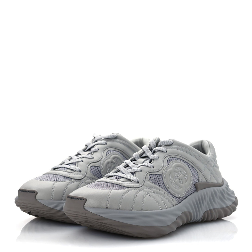 New Nappa Sombre Interlocking G Ripple Mens Platform Sneakers 11.5 Grey Sky