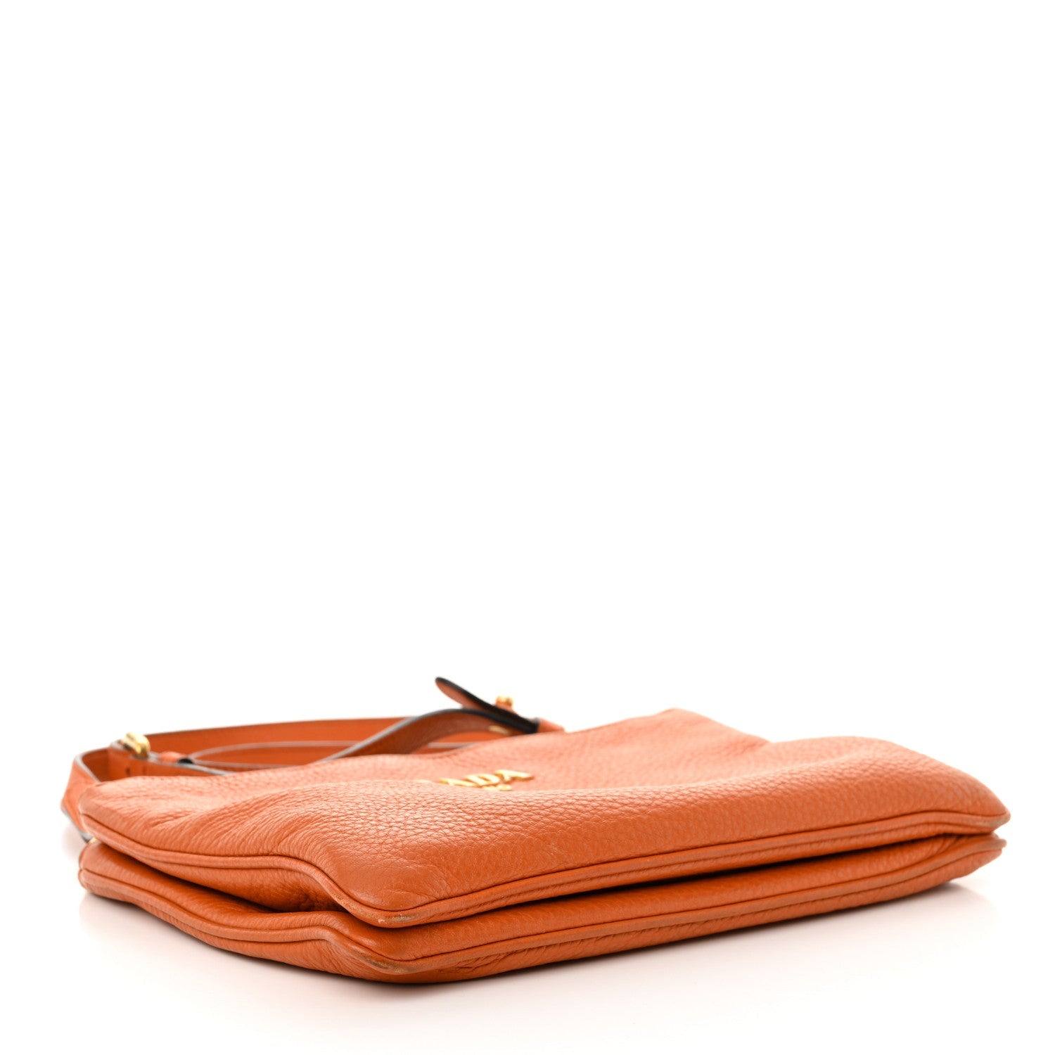 Vitello Phenix Double Zip Crossbody Bag Papaya