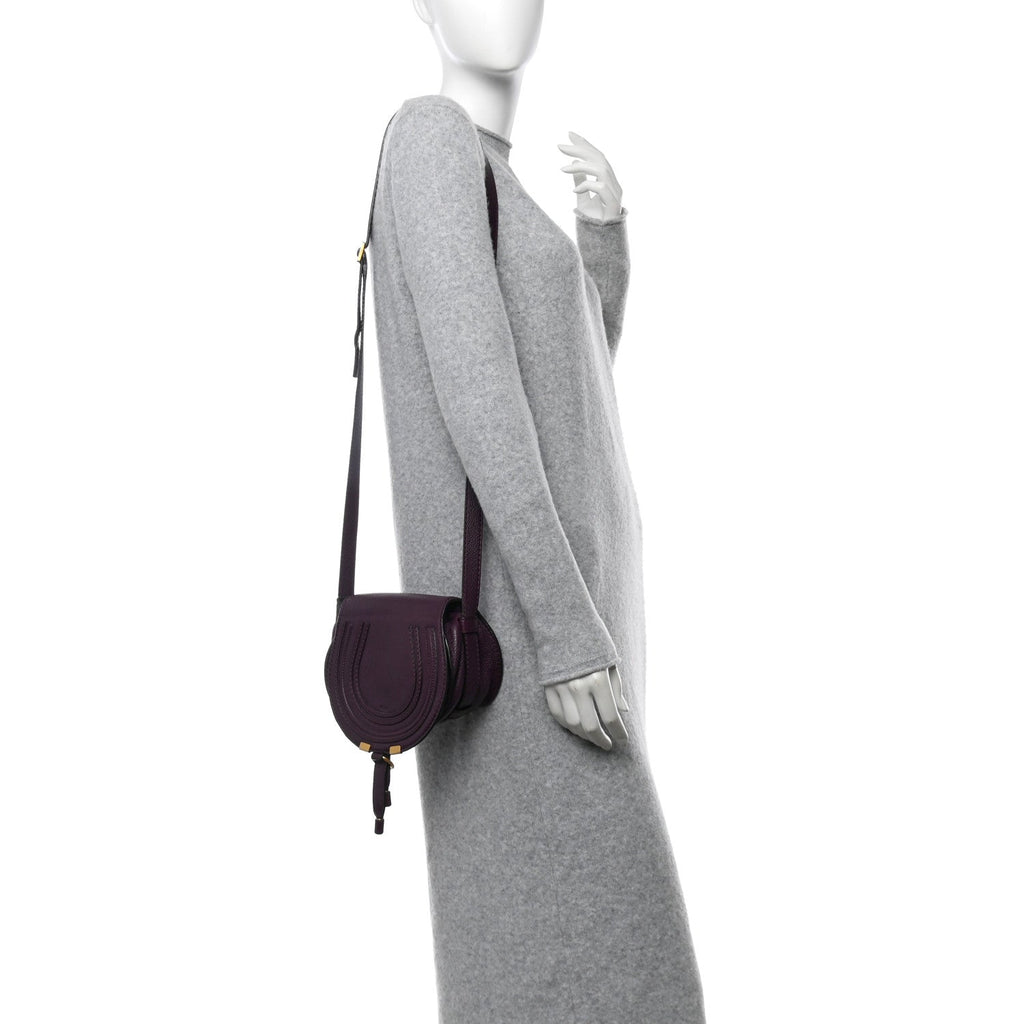 Calfskin Mini Marcie Round Crossbody Bag Dark Velvet