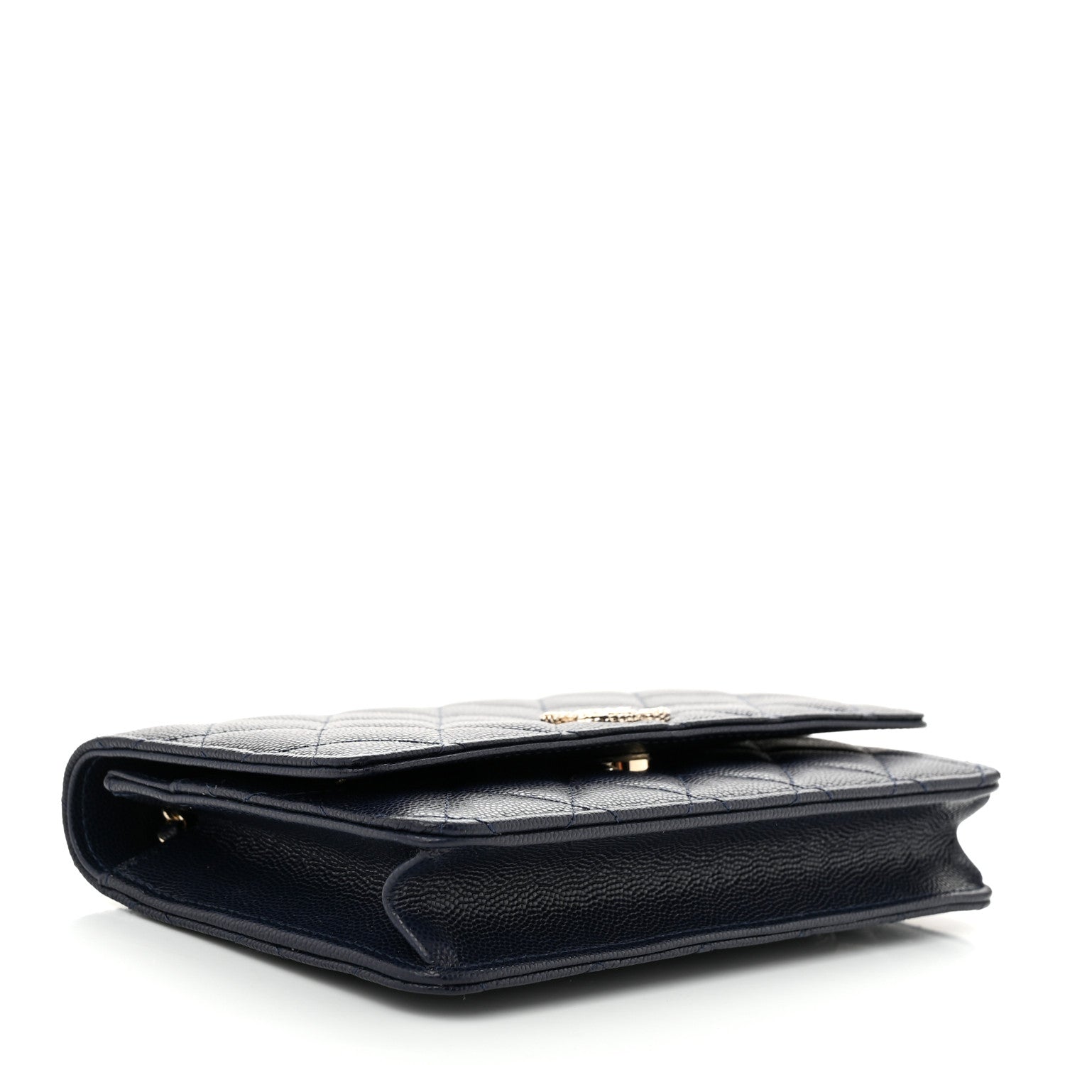 Caviar Quilted Hammered CC Wallet on Chain WOC Navy Blue
