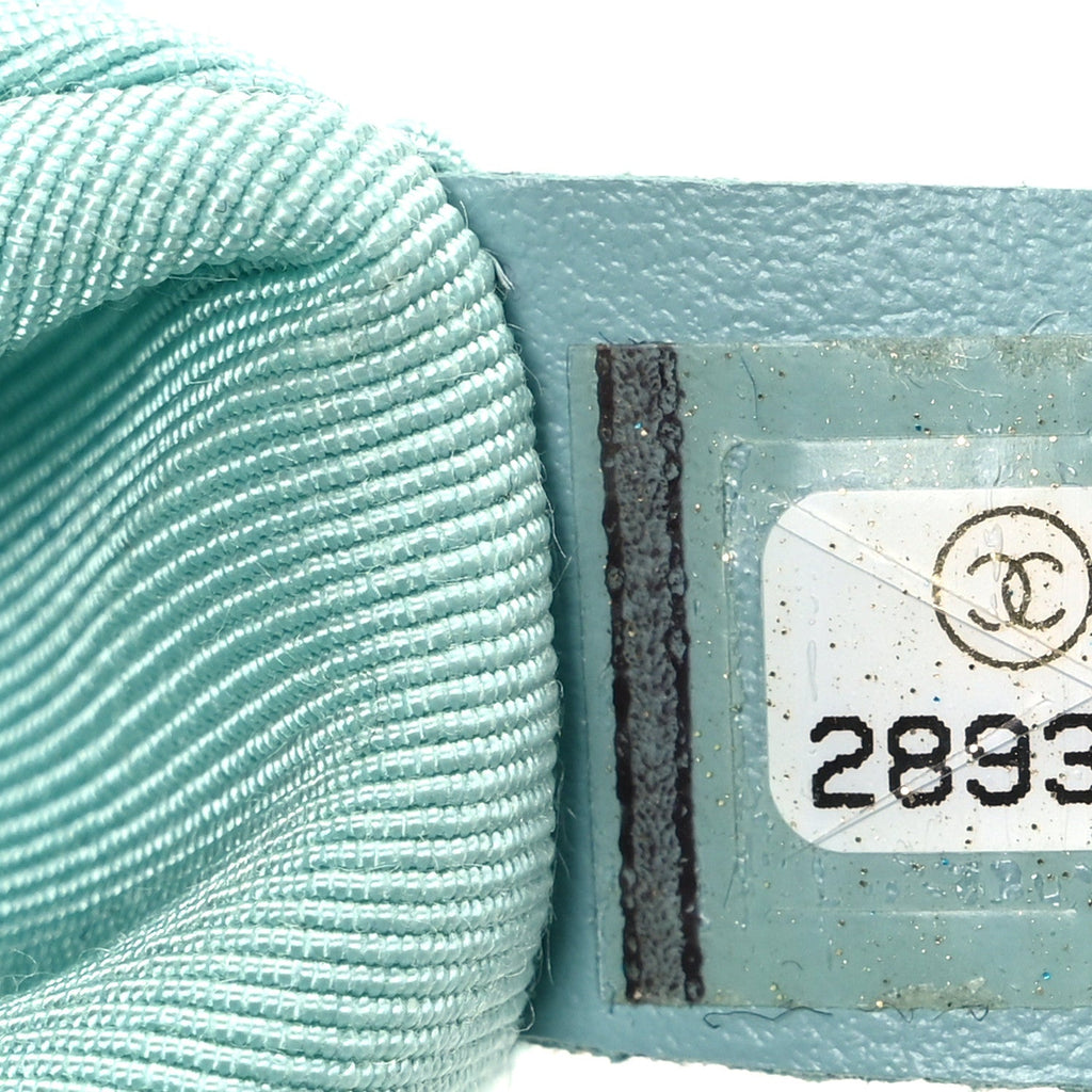 Calfskin Quilted Top Handle Flap Light Blue