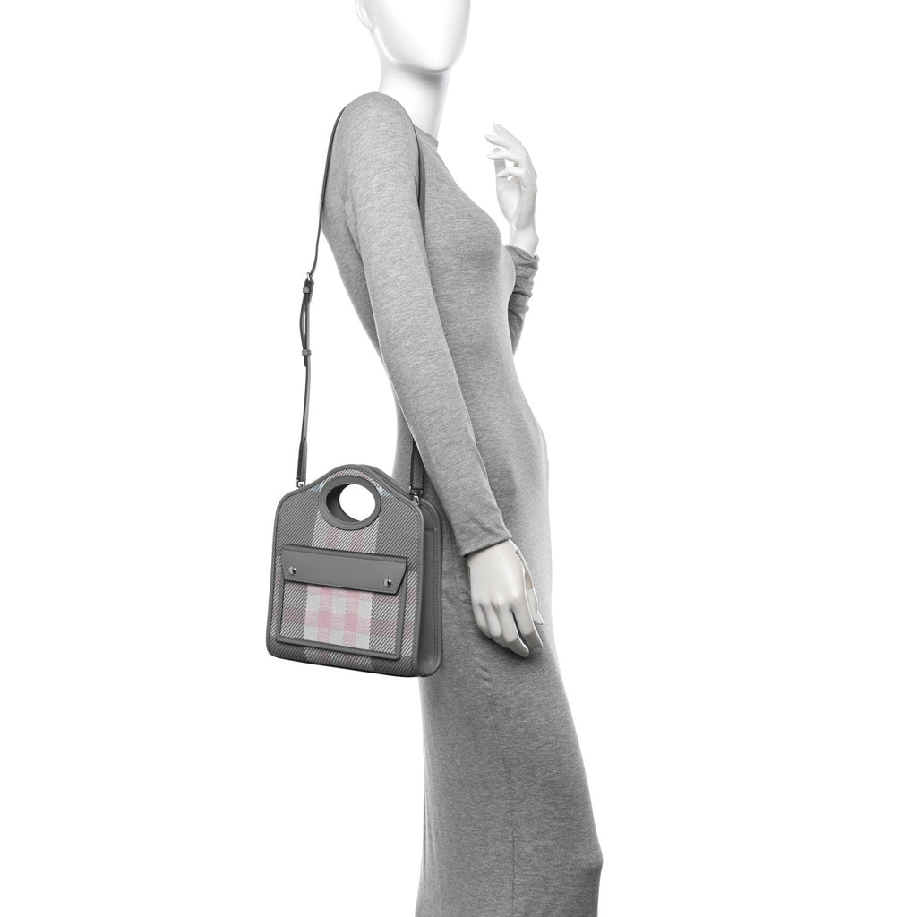Calfskin Check Mini Pocket Bag Grey