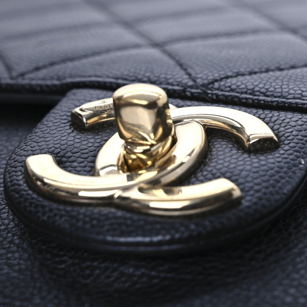 Caviar Quilted Large Studded Flap Black