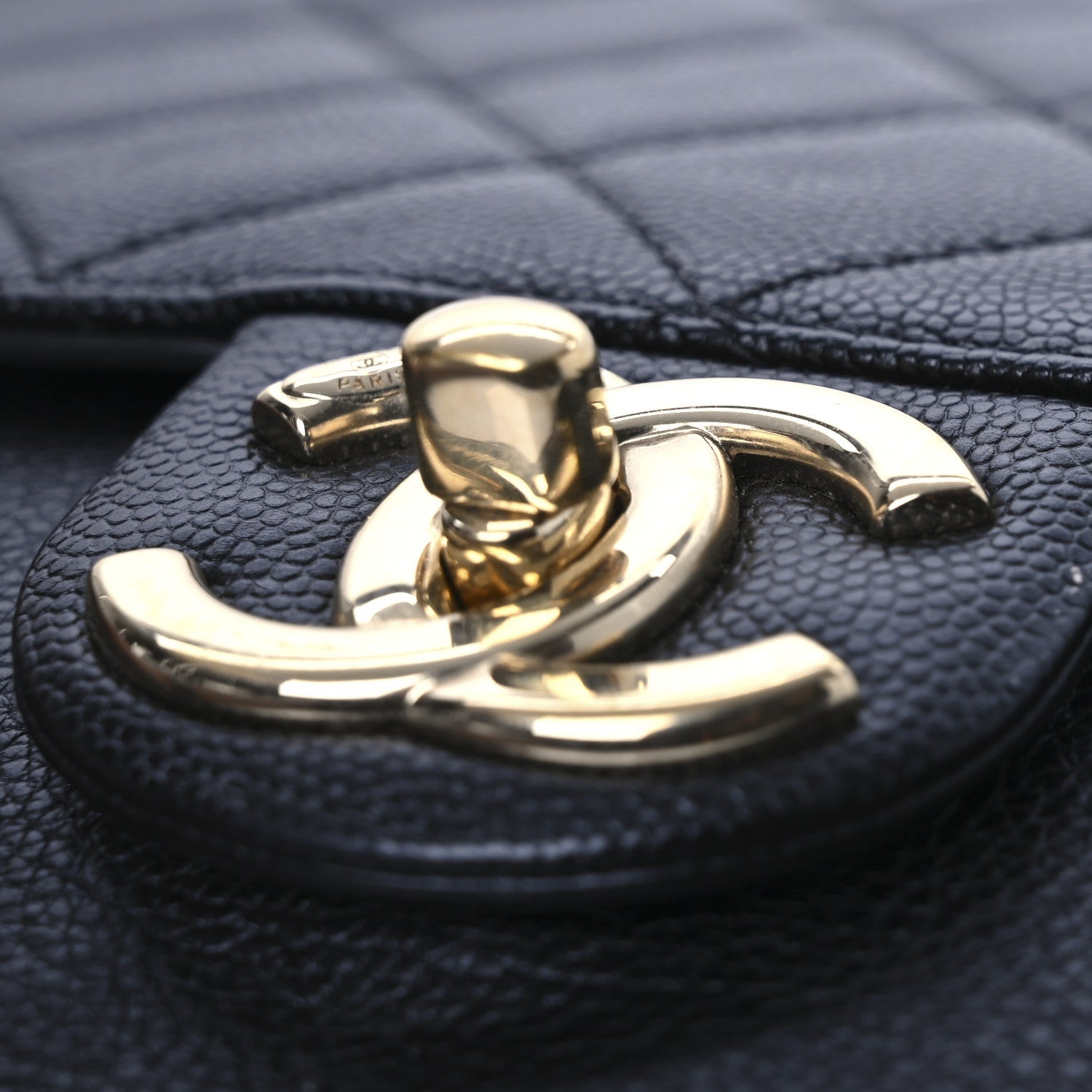 Caviar Quilted Large Studded Flap Black