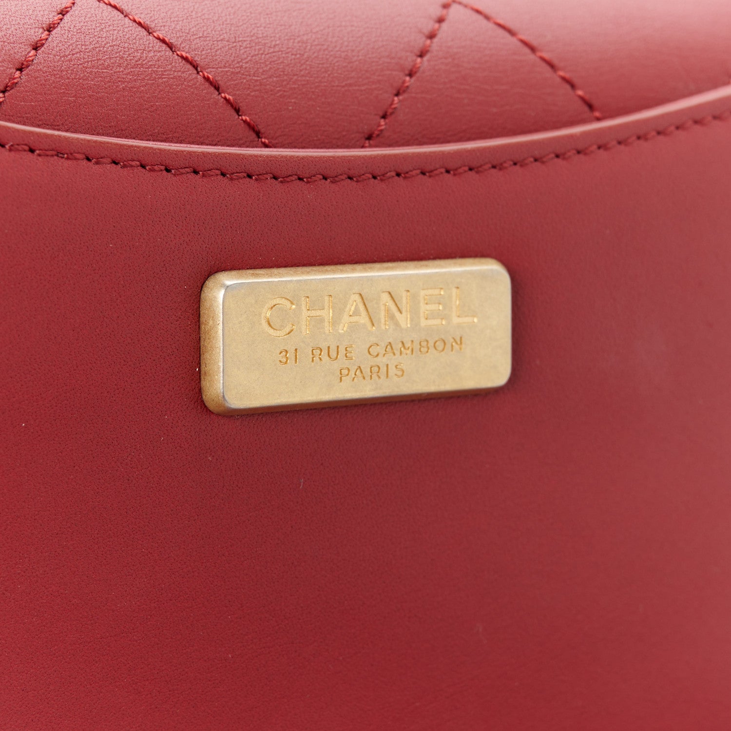 Calfskin Stitched Flap Red