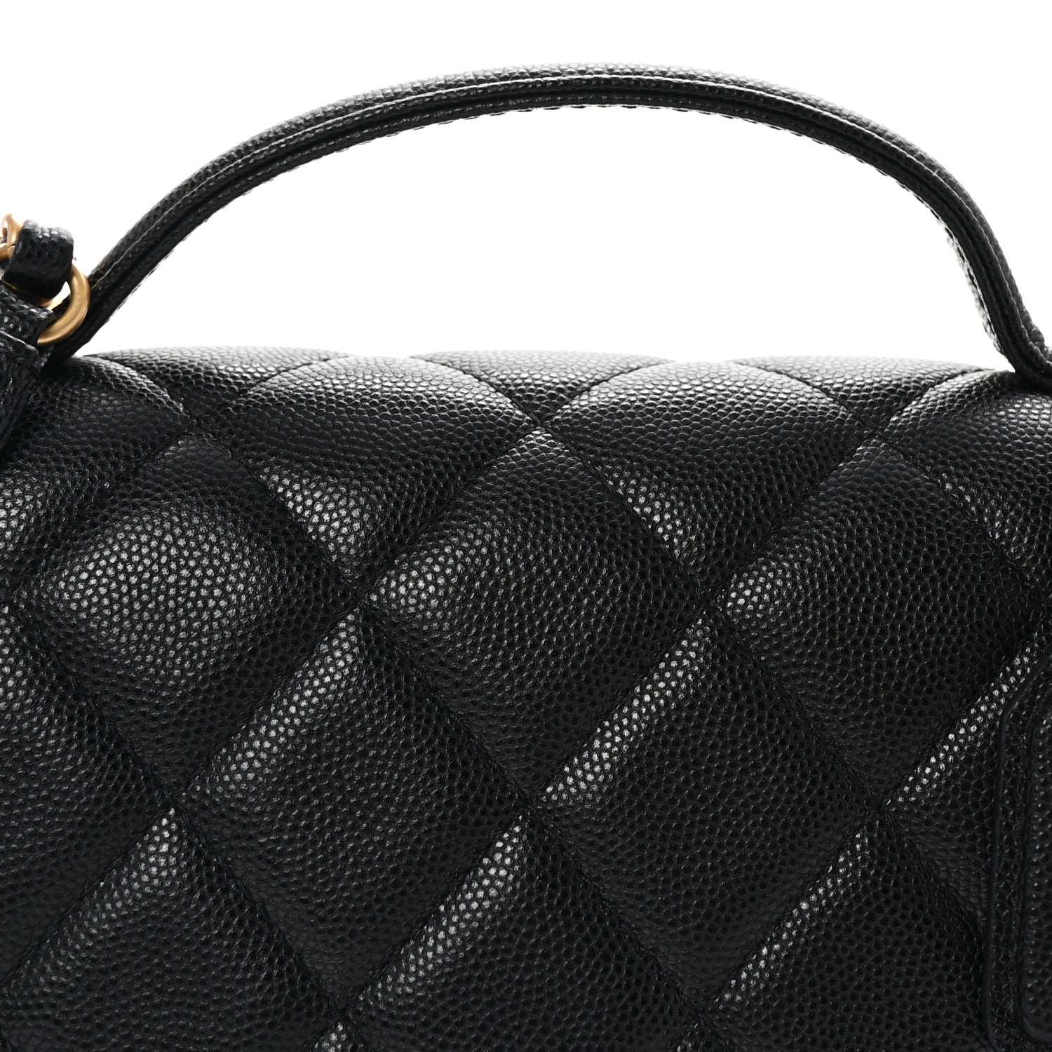 Caviar Quilted School Memory Small Top Handle Flap Black
