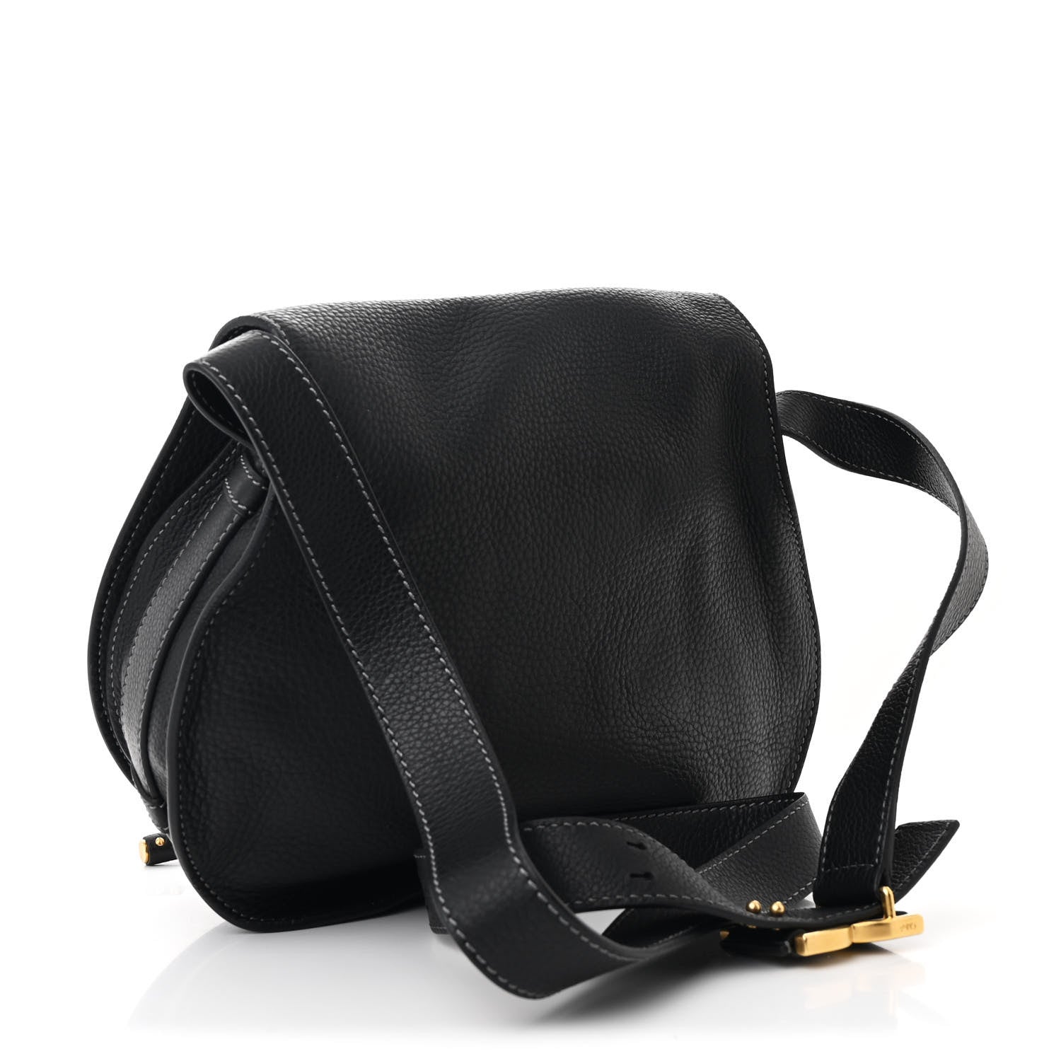 Calfskin Medium Marcie Round Crossbody Bag Black