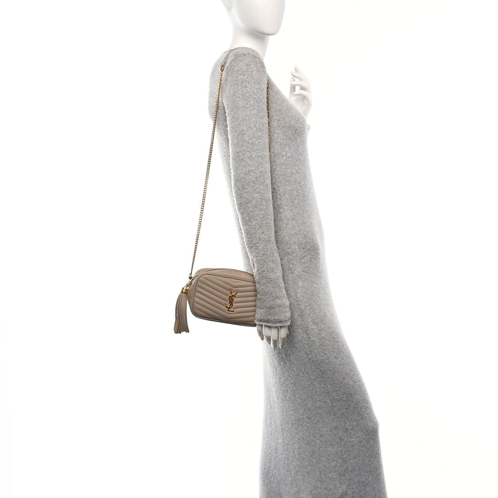 Grain De Poudre Matelasse Monogram Mini Lou Camera Bag Dark Beige