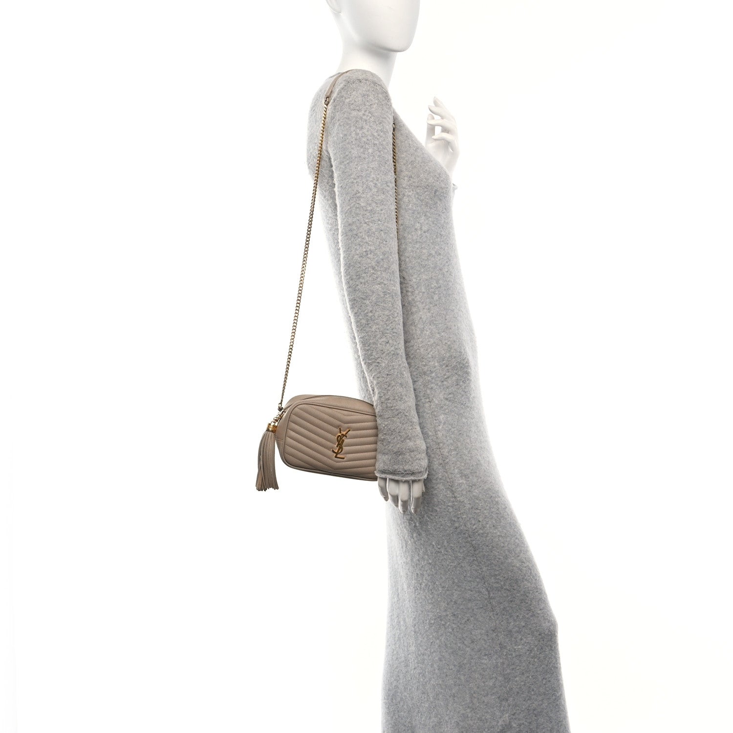 Grain De Poudre Matelasse Monogram Mini Lou Camera Bag Dark Beige
