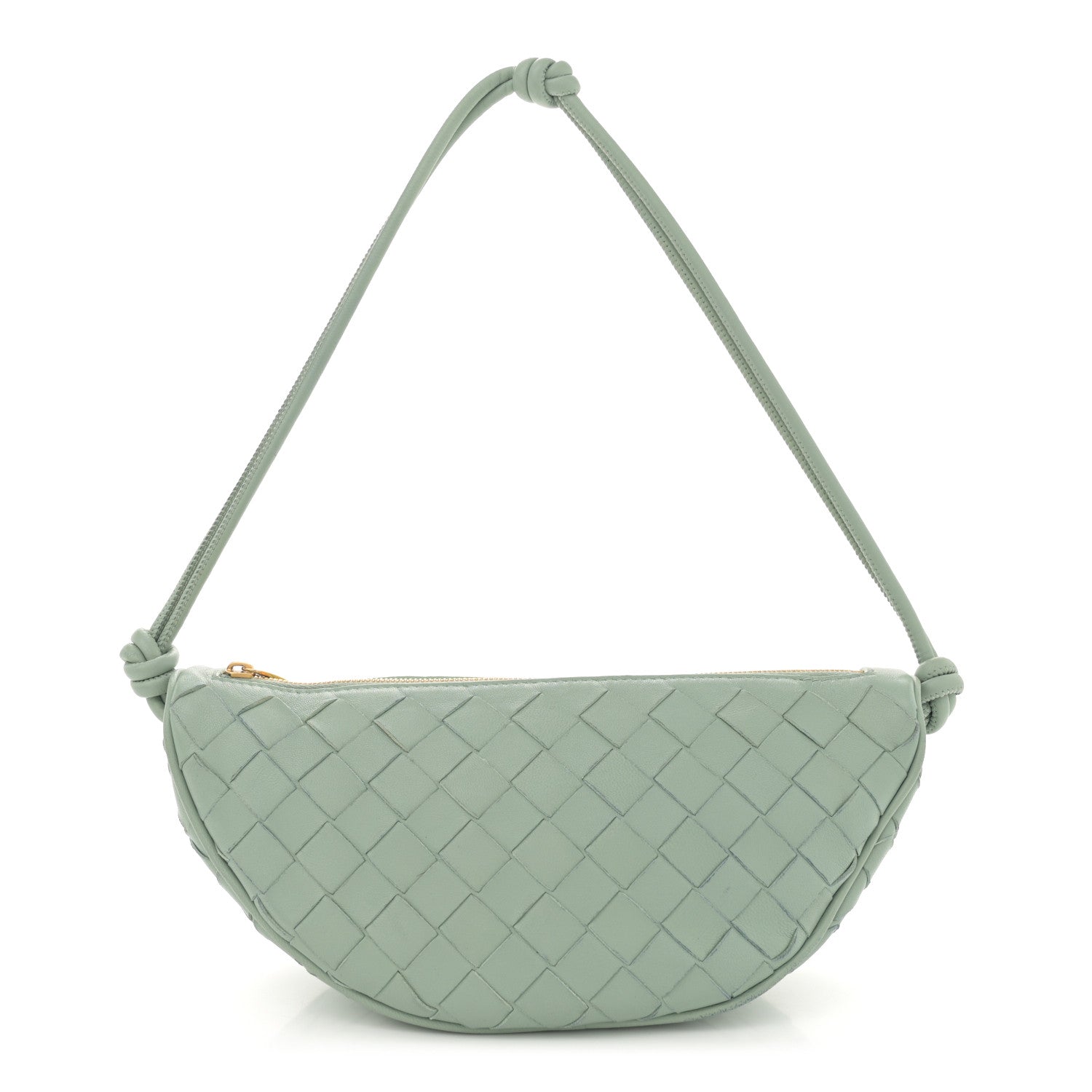 Nappa Intrecciato Half Moon Pouch On Strap Sauge