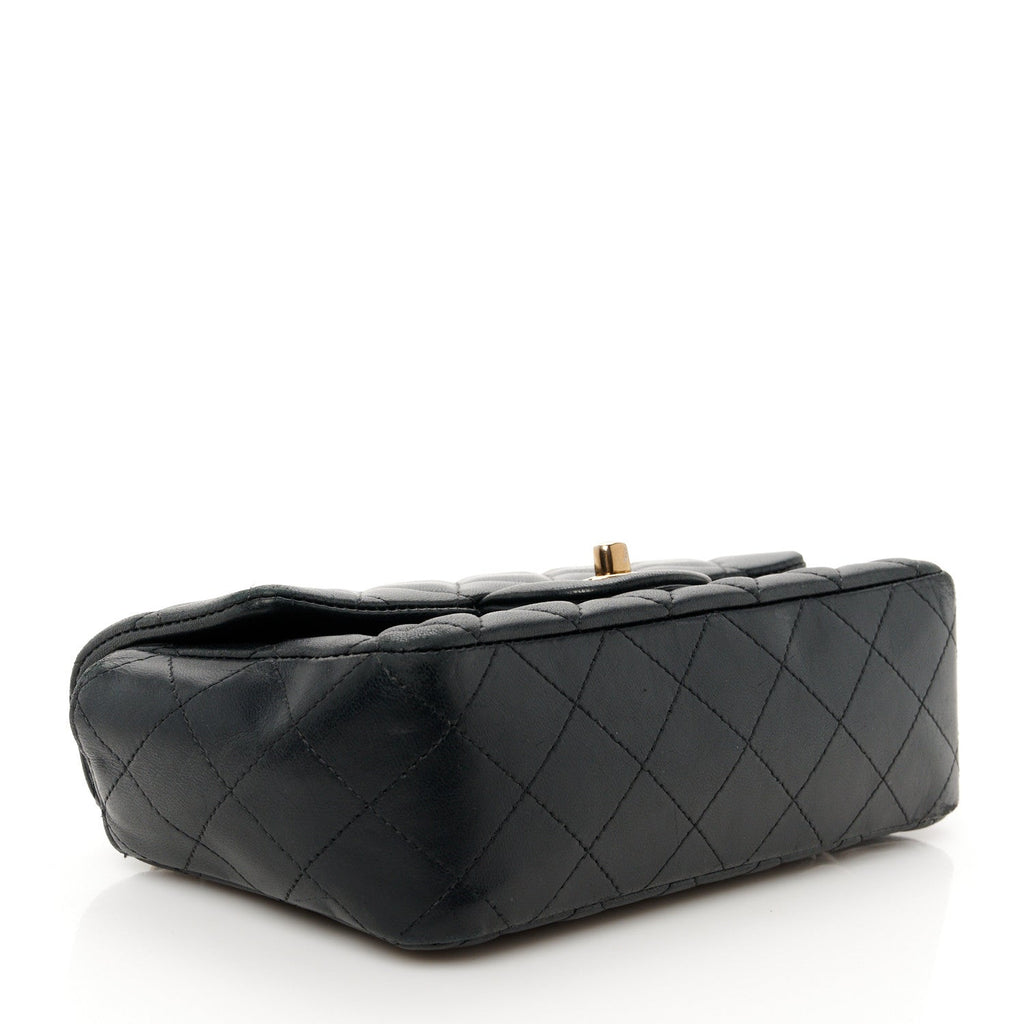Lambskin Quilted Mini Rectangular Flap Black
