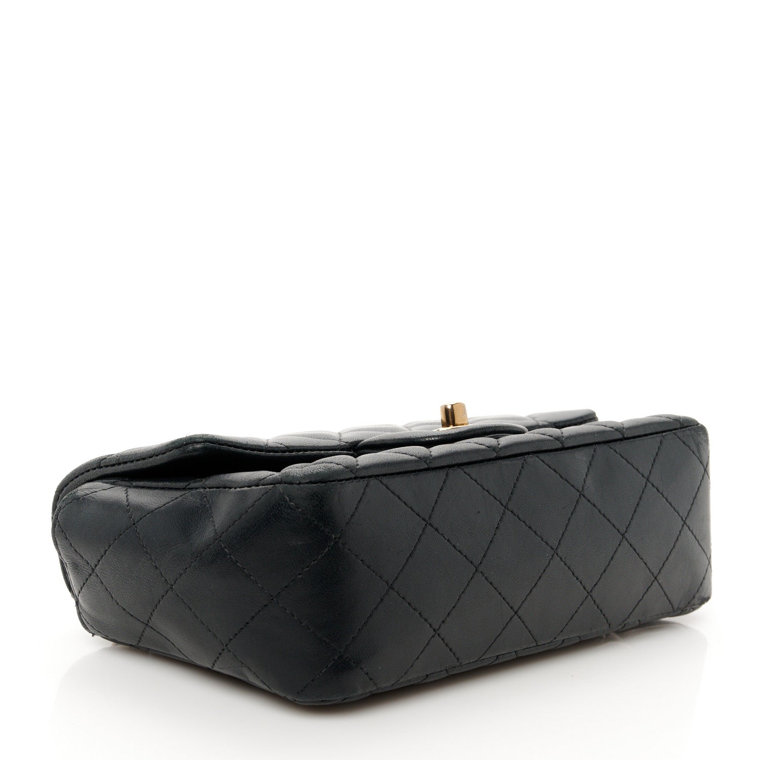 Lambskin Quilted Mini Rectangular Flap Black