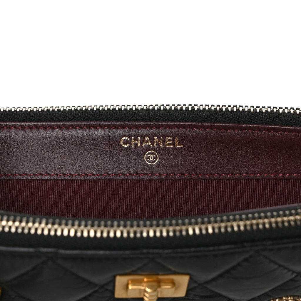 Aged Calfskin Lucky Charms 2.55 Reissue Small Clutch With Chain Black