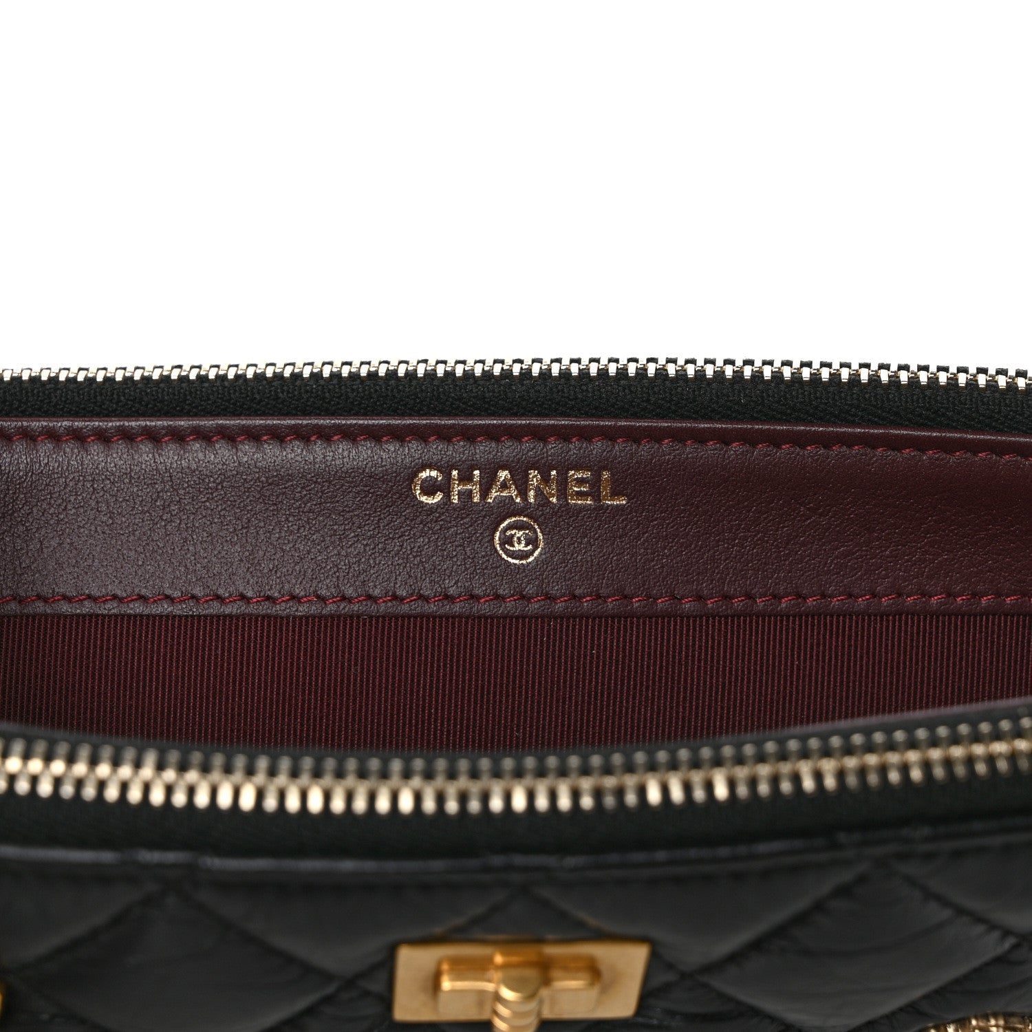 Aged Calfskin Lucky Charms 2.55 Reissue Small Clutch With Chain Black