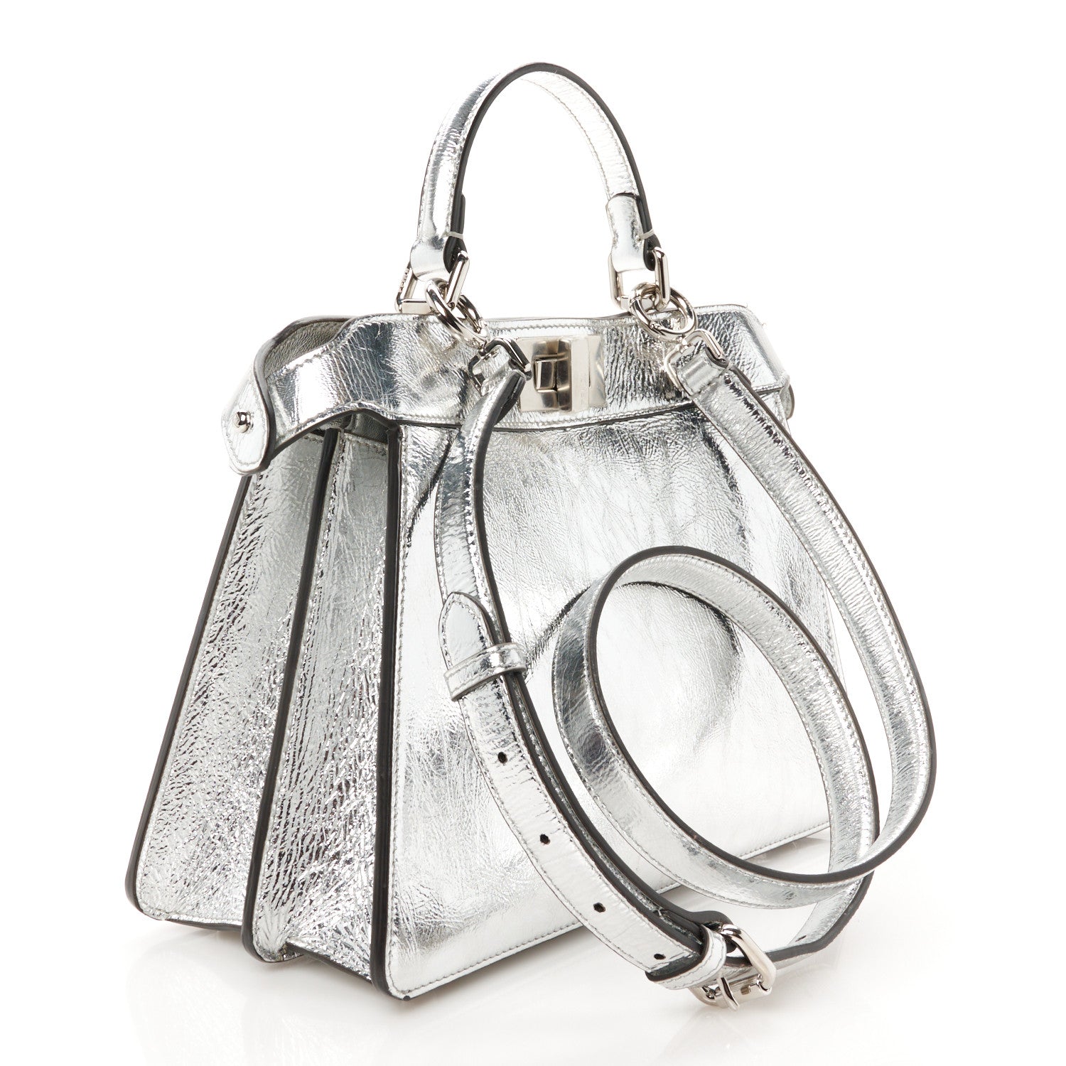Rock Millenium Laminata Small Peekaboo I SEE U Satchel Argento