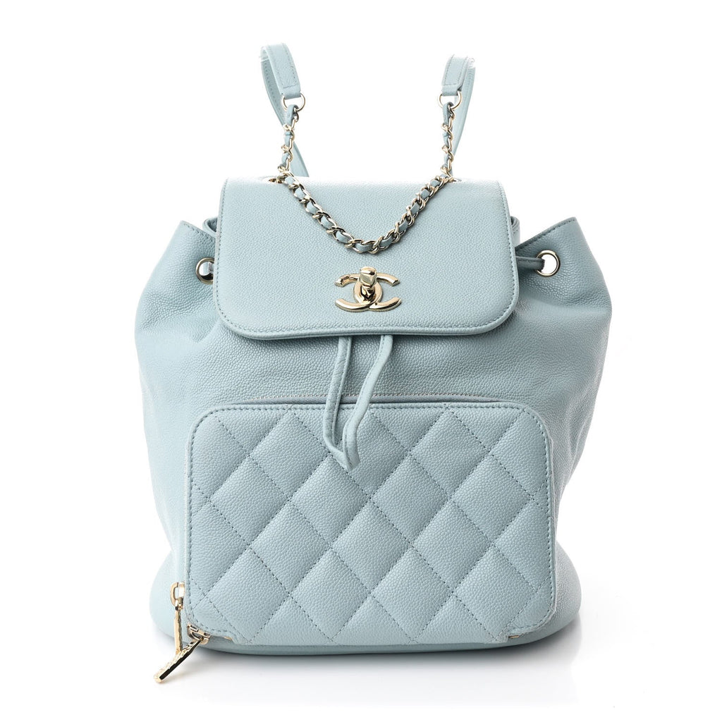 Caviar Quilted Business Affinity Backpack Light Blue