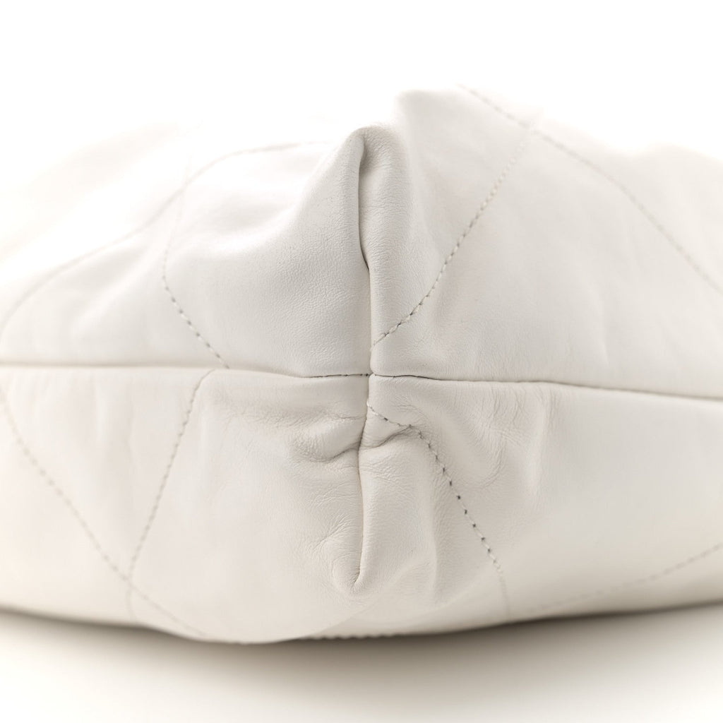 Shiny Calfskin Quilted Small Chanel 22  White