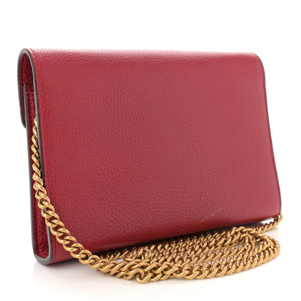 Calfskin GG Marmont Chain Wallet Vulcanic Red