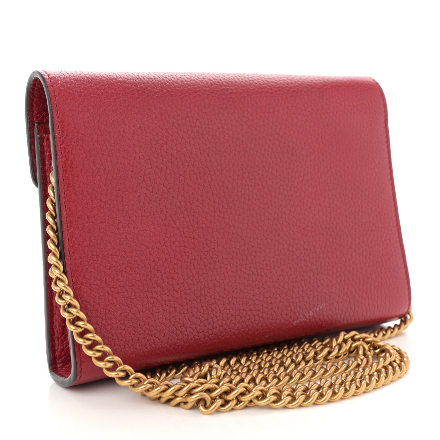 Calfskin GG Marmont Chain Wallet Vulcanic Red
