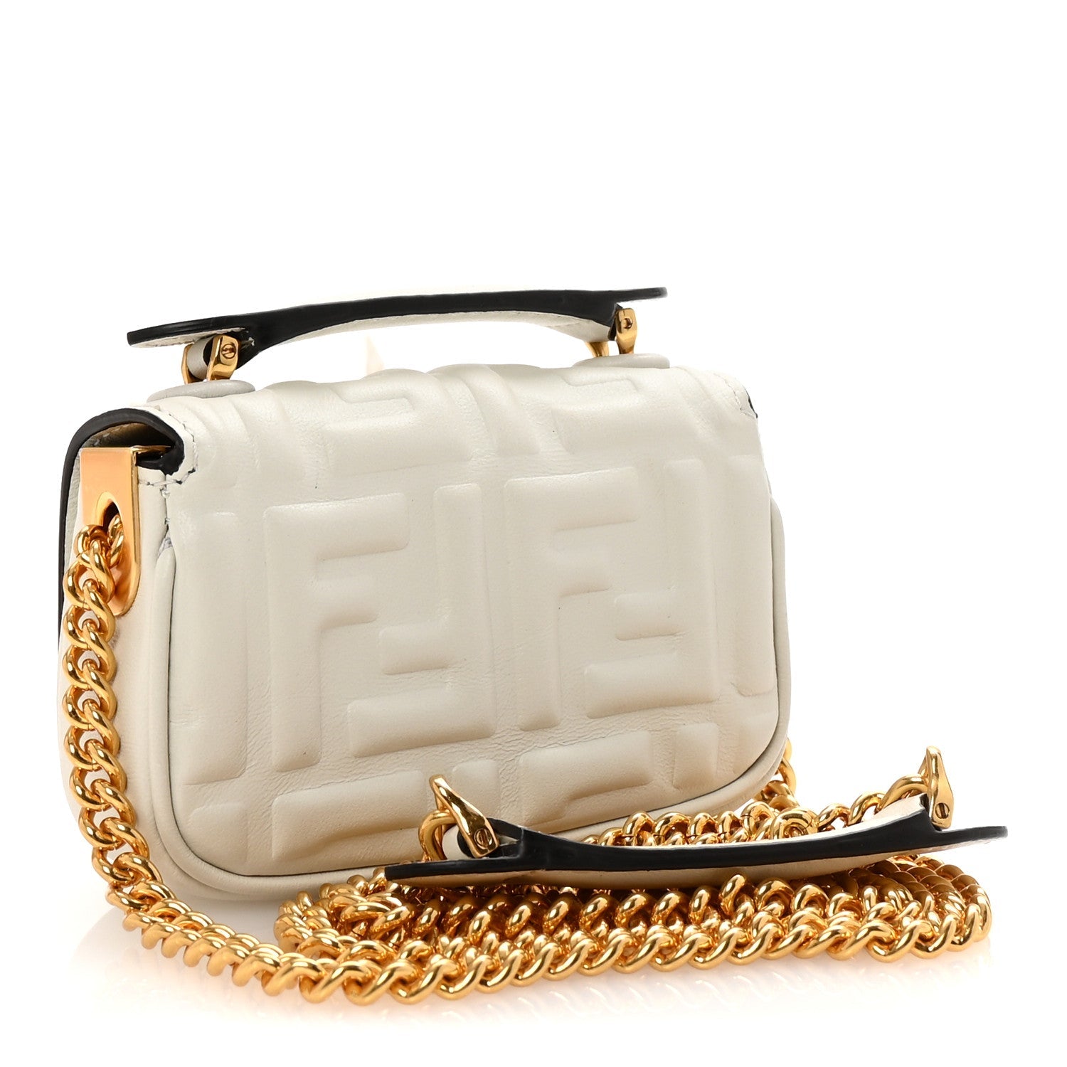 Nappa Matisse FF Embossed Nano Chain Baguette White