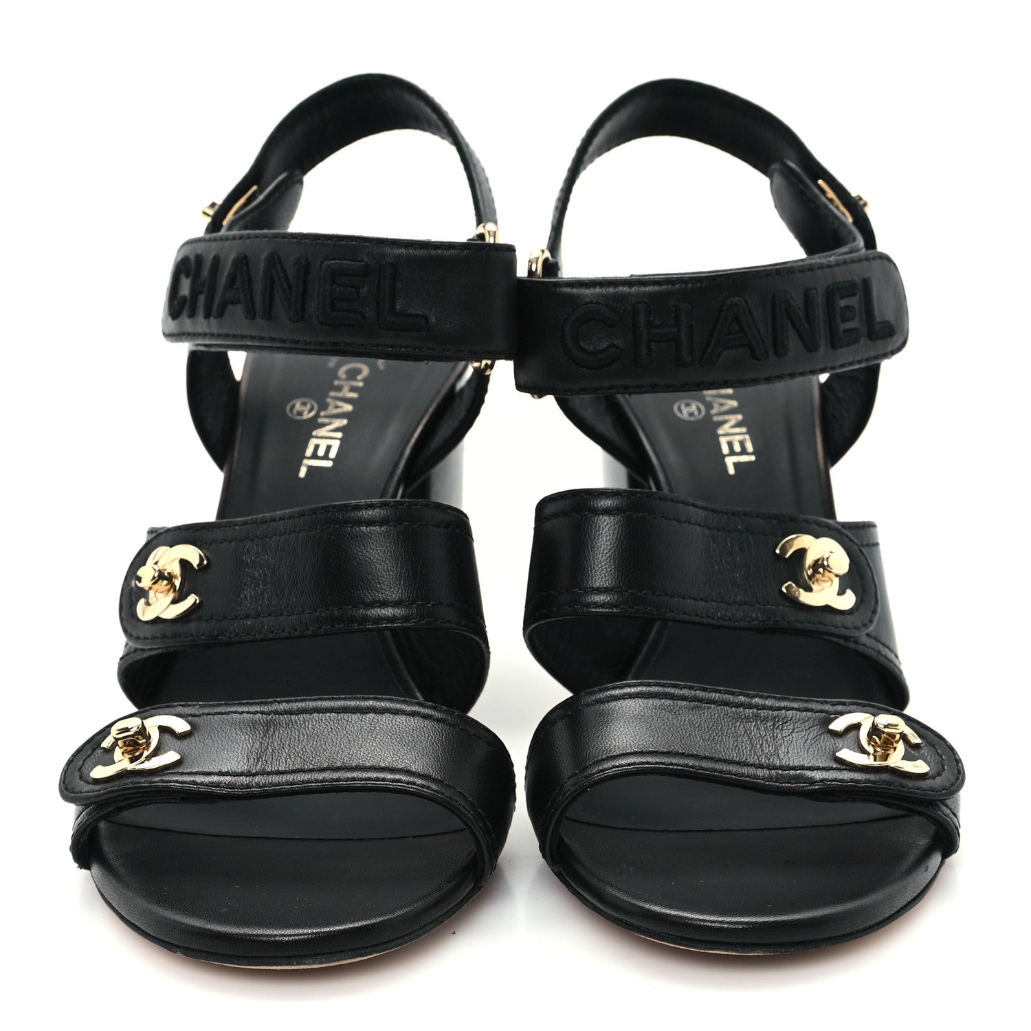Lambskin CC Turnlock Sandals 37 Black