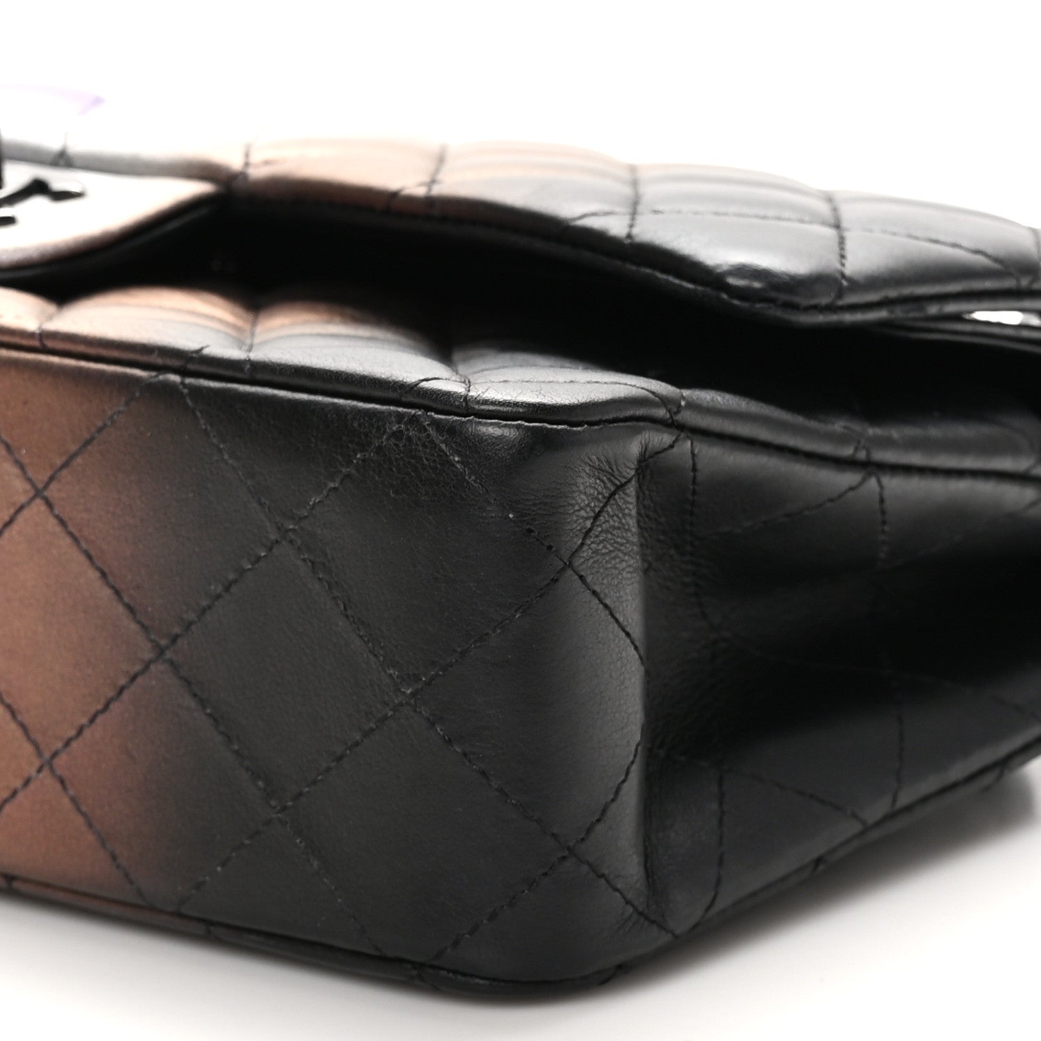 Calfskin Quilted Ombre Medium Double Flap Black
