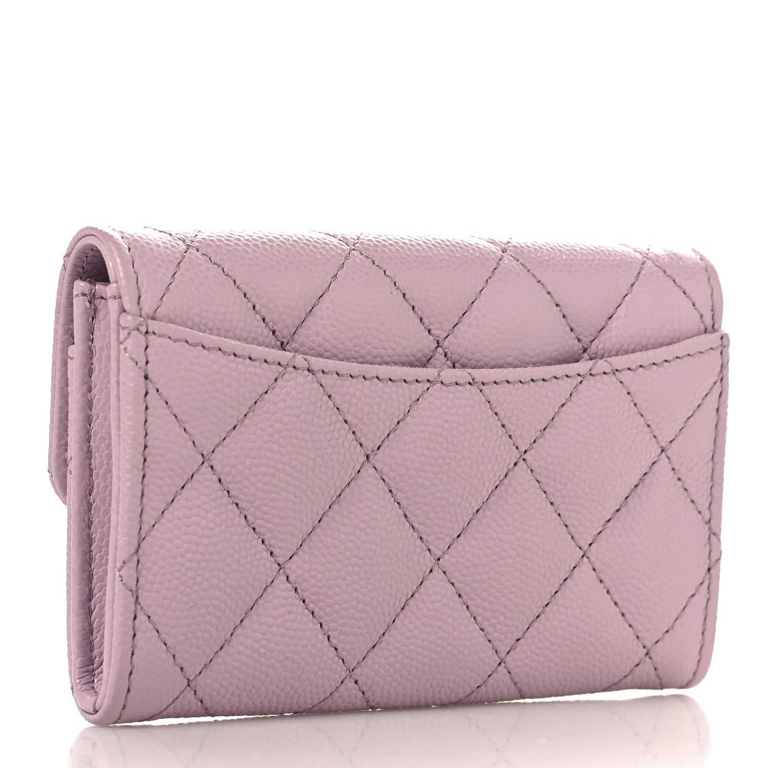 Caviar Quilted Flap  Holder Wallet Light Pink