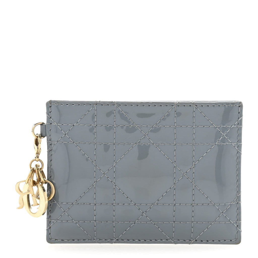 Patent Cannage Lady Dior  Holder Cloudy Blue