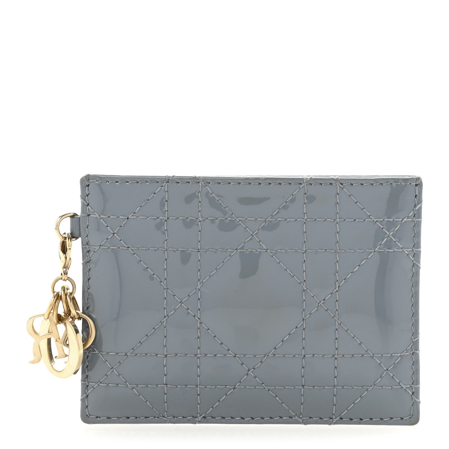 Patent Cannage Lady Dior  Holder Cloudy Blue