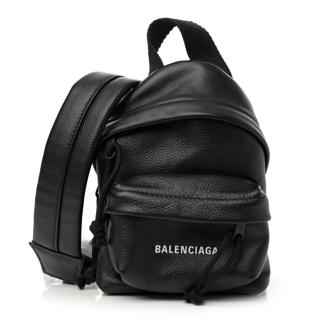 Grained Calfskin Mini Explorer Crossbody Backpack Black