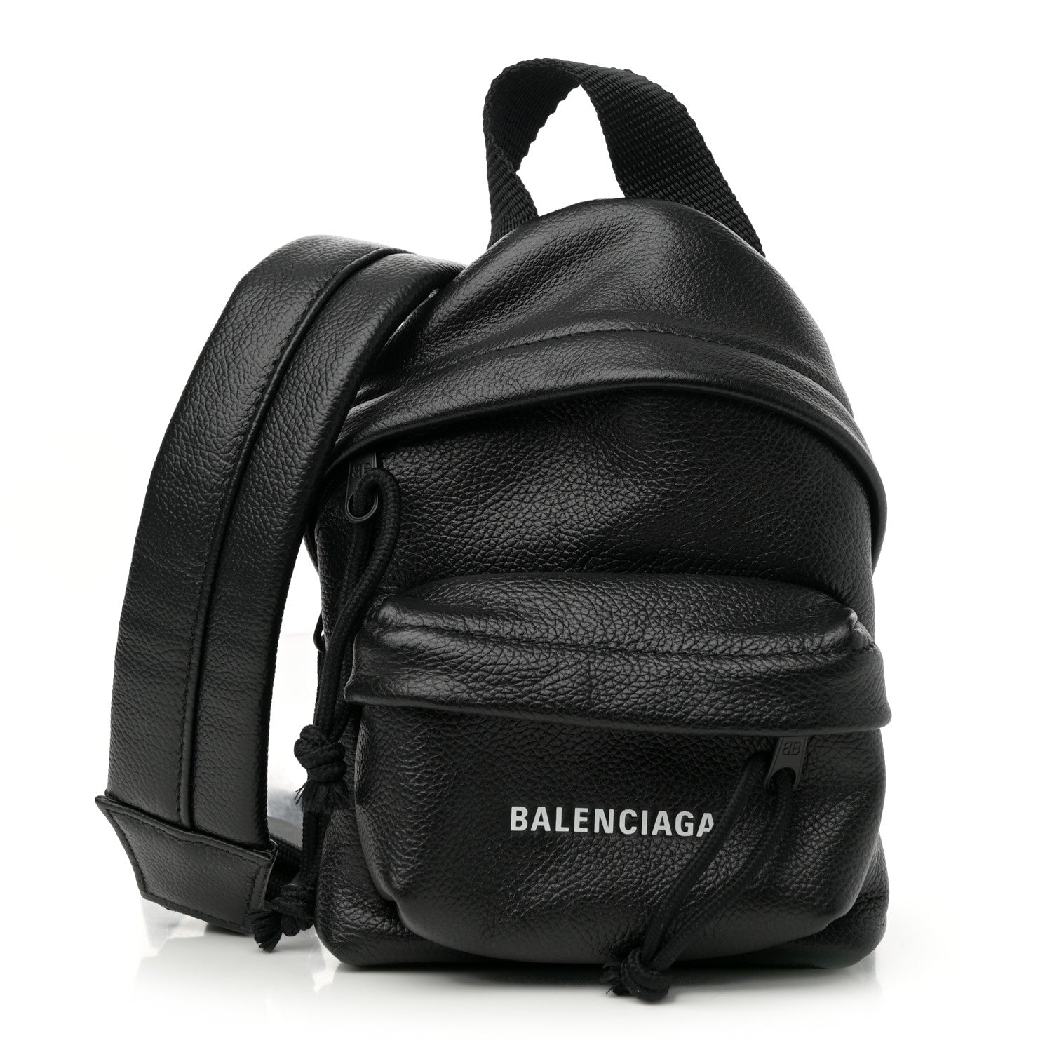 Grained Calfskin Mini Explorer Crossbody Backpack Black