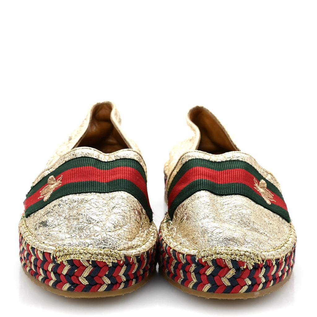 Galassia Web Bee Embroidered Espadrilles  36.5 Platino