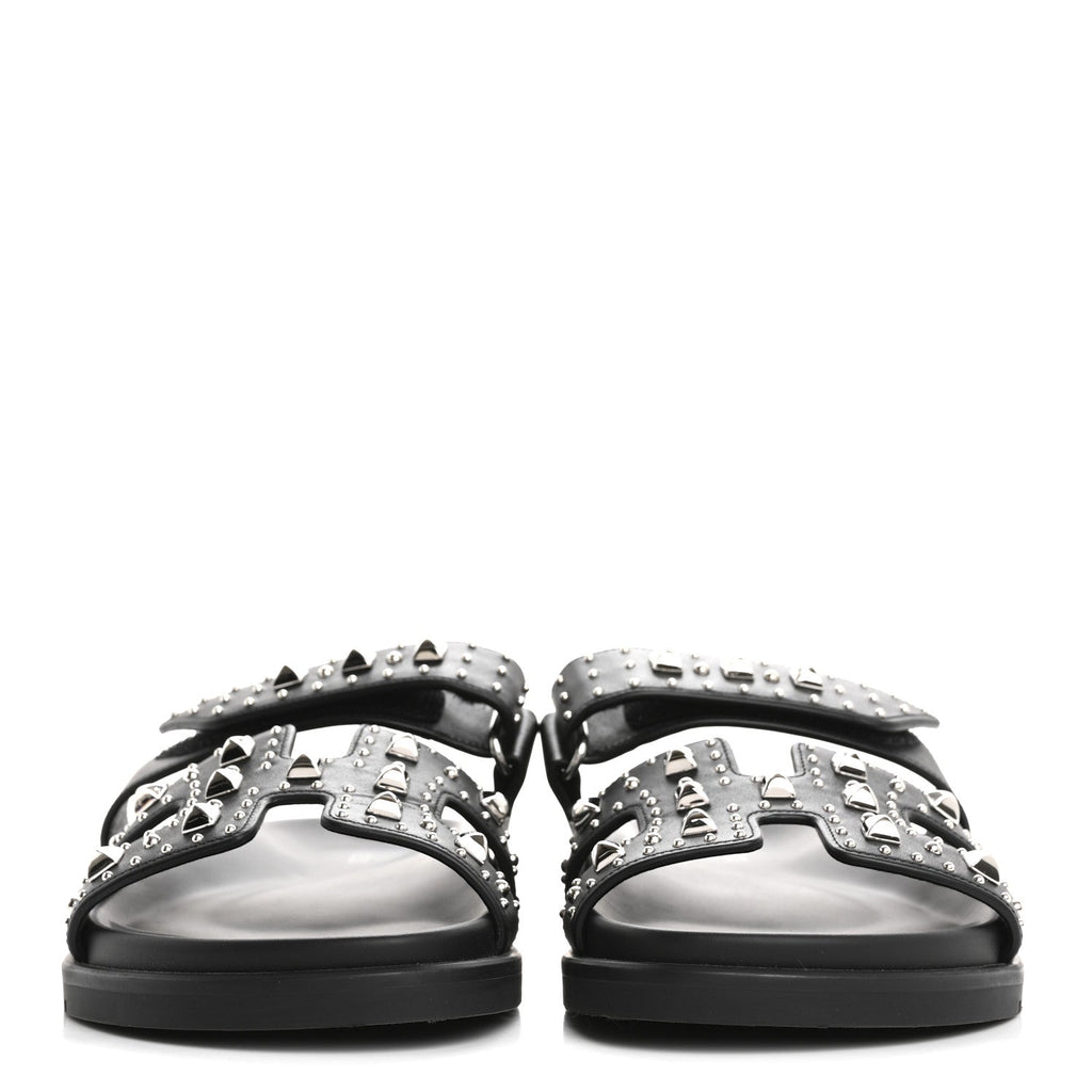 Calfskin Medor Studded Womens Chypre Sandals 39.5 Black