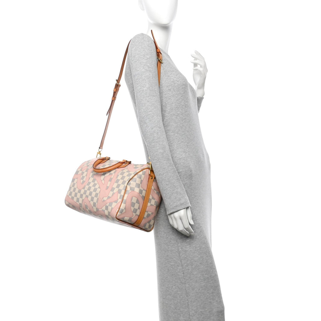 Damier Azur Tahitienne Speedy Bandouliere 30 Rose Ballerine