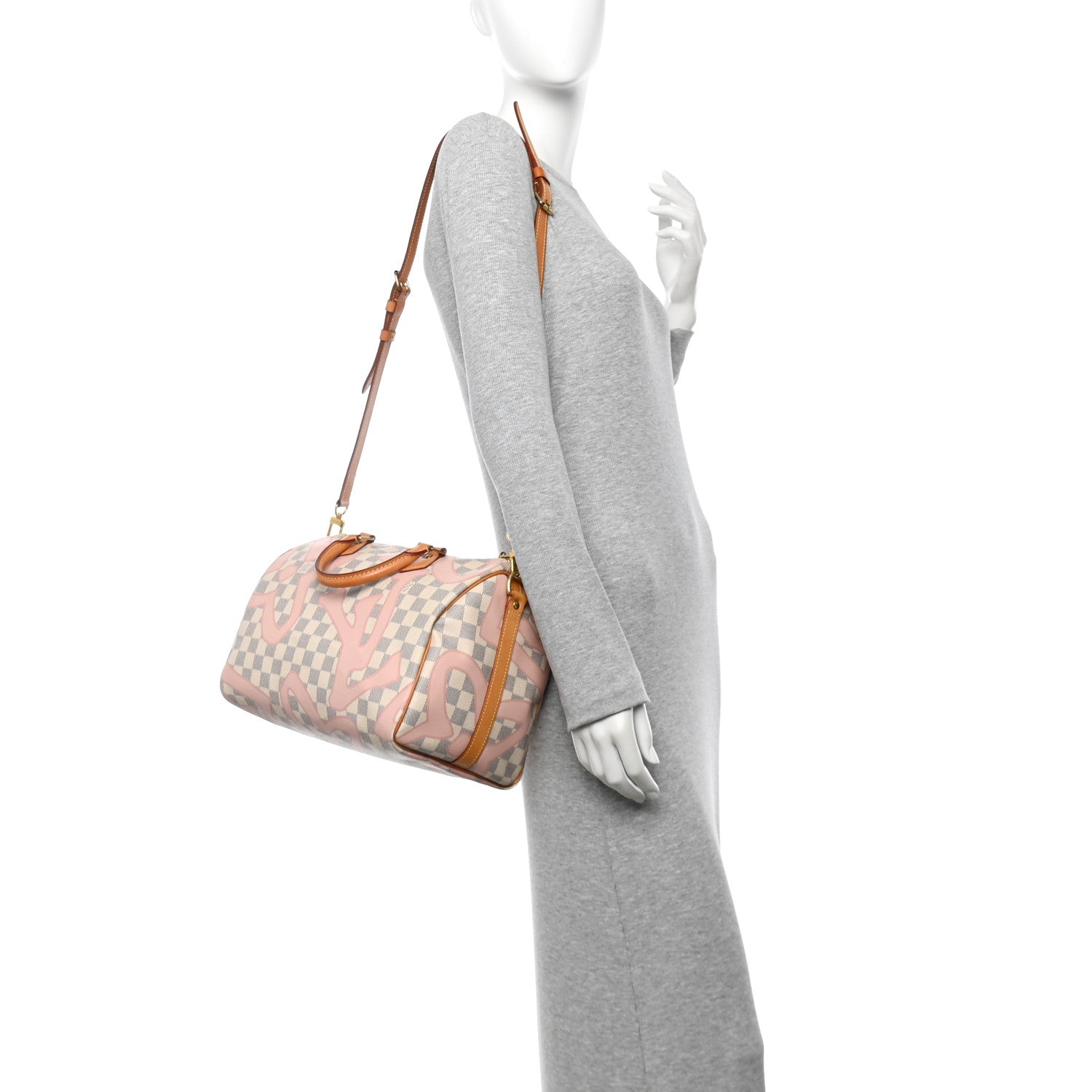 Damier Azur Tahitienne Speedy Bandouliere 30 Rose Ballerine