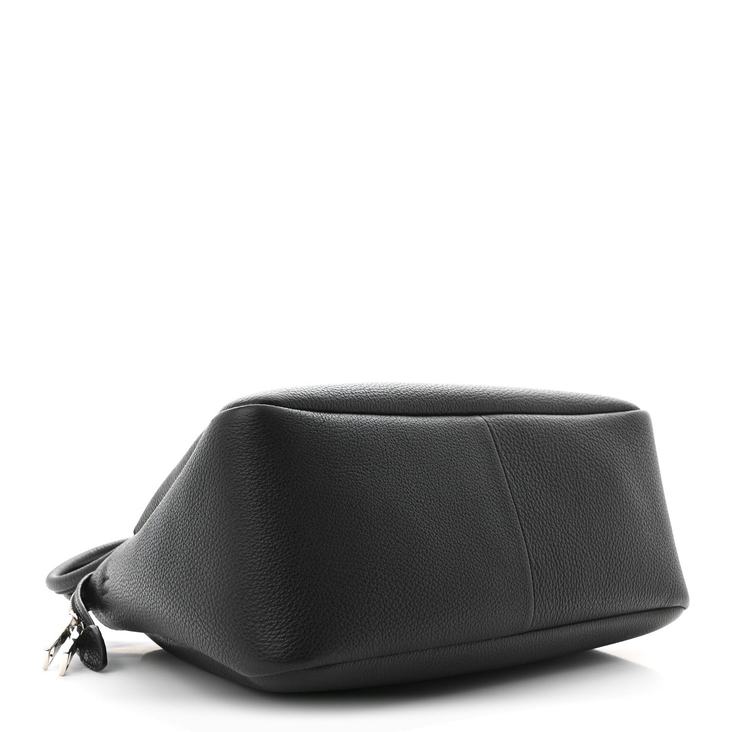 Vitello Daino Soft Medium Zippered Top Handle Bag Black