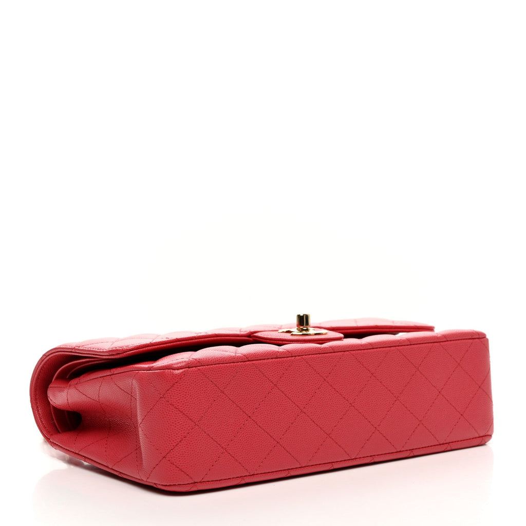 Caviar Quilted Medium Double Flap Pink