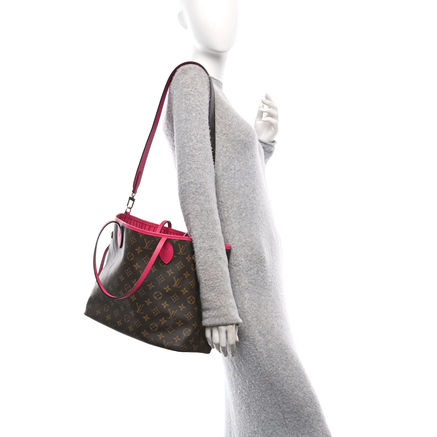 Monogram Inside Out Neverfull Bandouliere MM Rose Pondichery