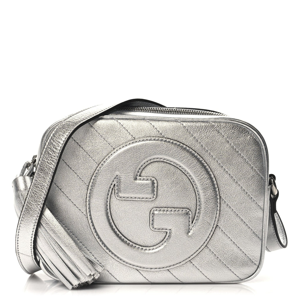 Metallic Sakai Be Green Calfskin Diagonal Stitched Small Blondie Shoulder Bag Silver