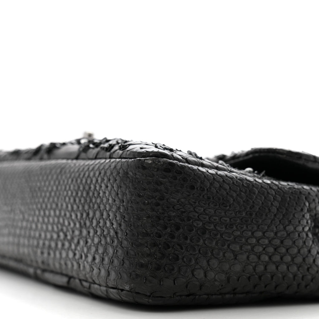 Metallic Snakeskin Sequin Flap Black
