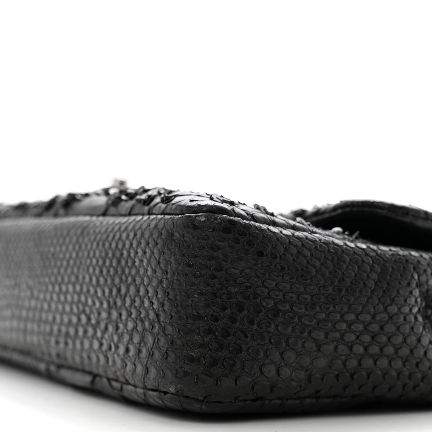 Metallic Snakeskin Sequin Flap Black