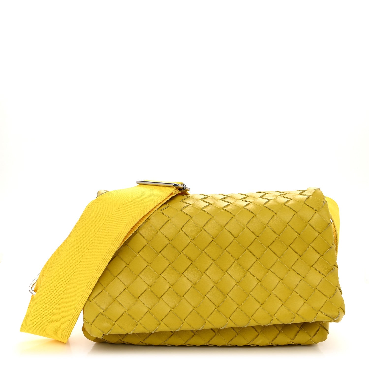 Nappa Intrecciato Small Fold Crossbody Messenger Lemon