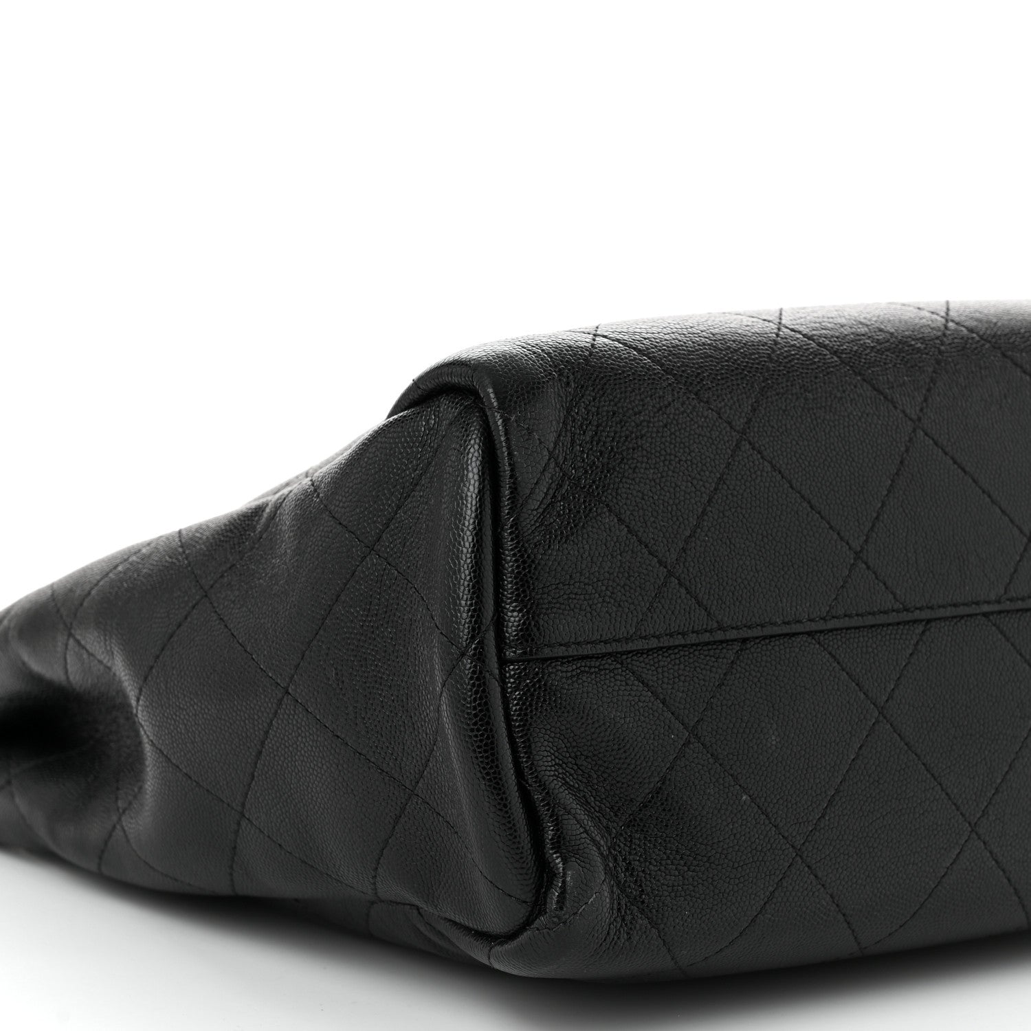 Caviar Stitched Medium Lady Coco Shopping Tote Black
