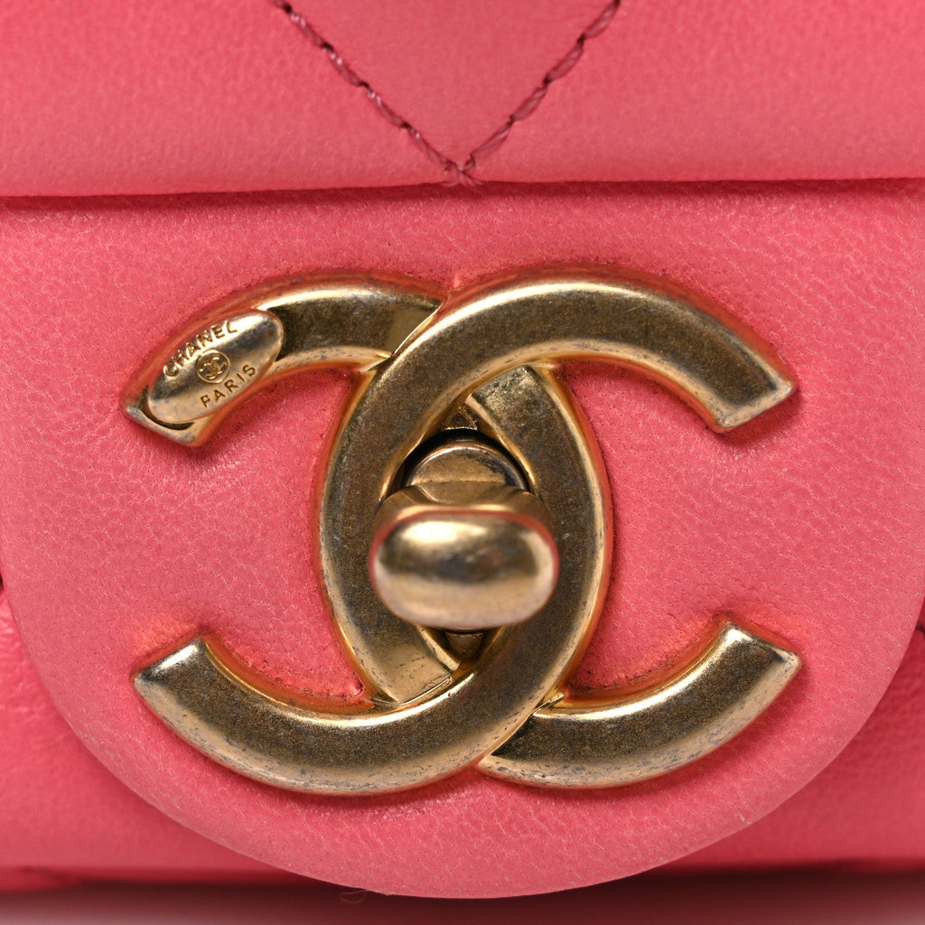 Lambskin Quilted Mini Funky Town Flap Pink