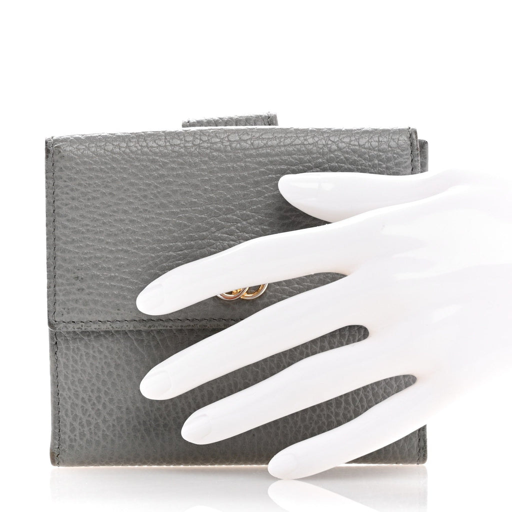 Dollar Calfskin Double G French Flap Wallet Grey
