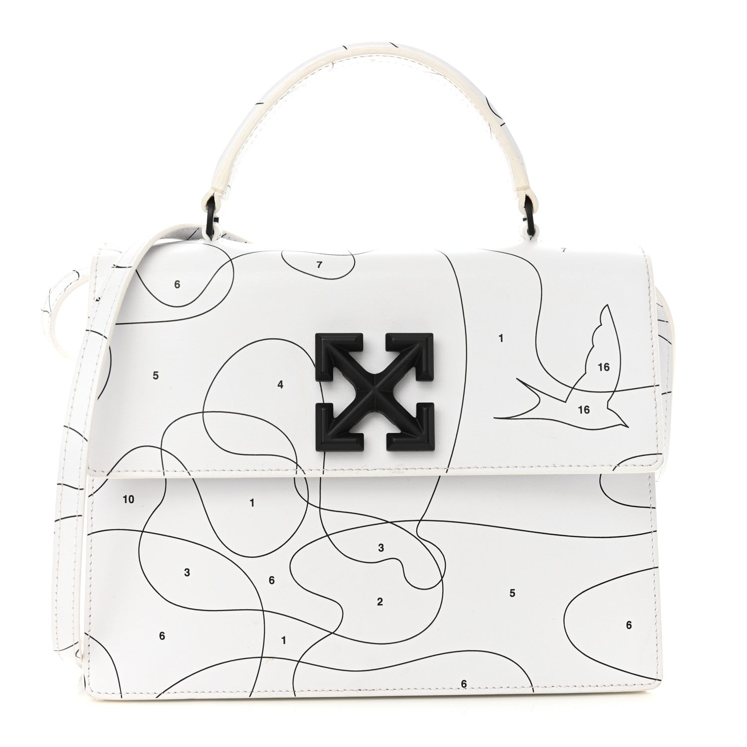 Calfskin Jitney 2.8 Puzzle Shoulder Bag White Black